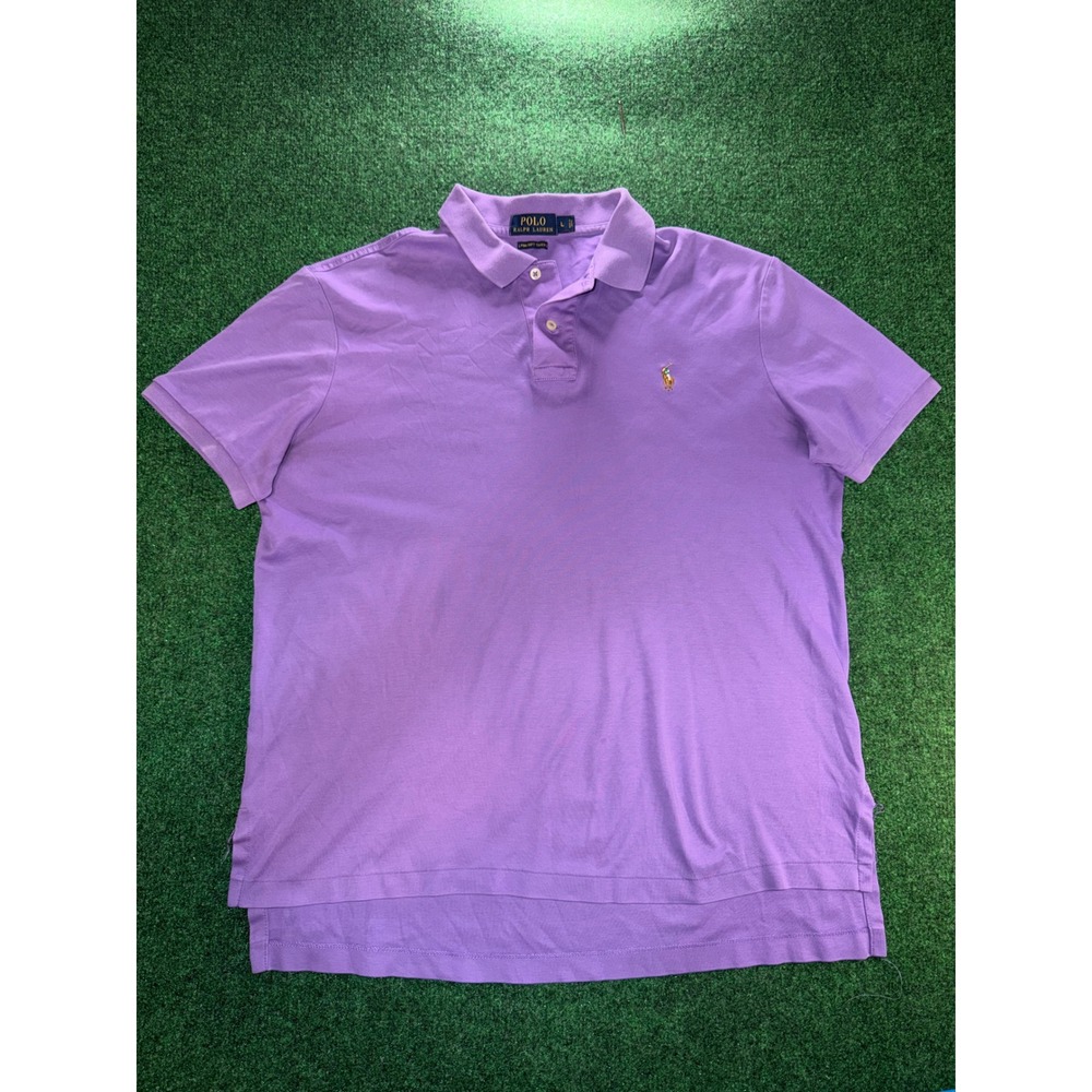 Polo Ralph Lauren Mens Large Purple Soft Touch Cotton Short Sleeve Polo Shirt